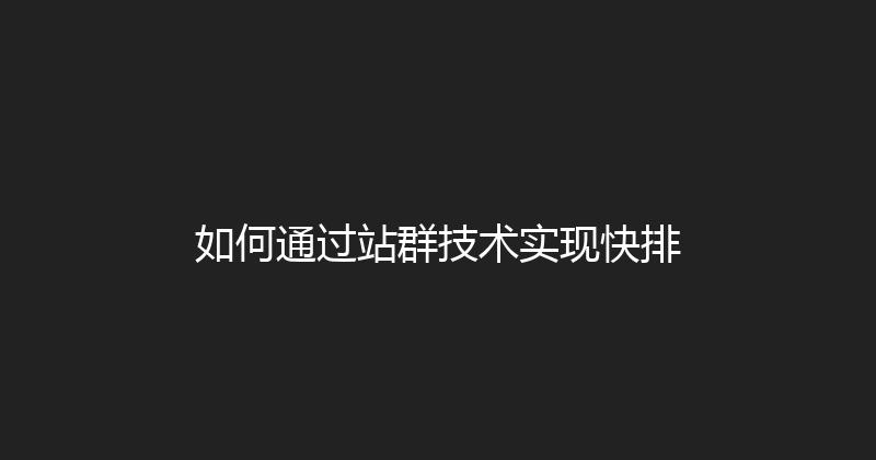 如何通过站群技术实现快排 封面图