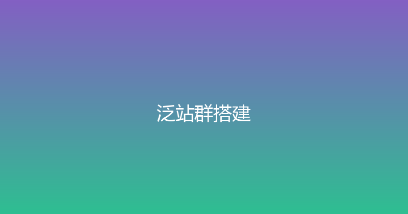 泛站群搭建 封面图